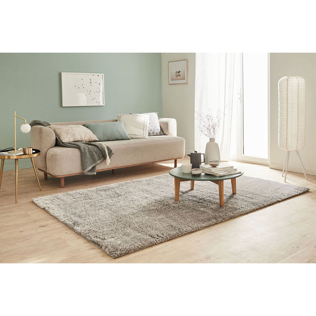 Nazar Rugs Tapis shaggy doux Oslo 902 gris - 160x230 cm