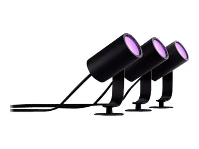 Philips Hue White and Color Ambiance Lily - Spotlys - LED - 8 W - 16 millioner farver - 2200-6500 K - sort, krom-matteret (pakke med 3)