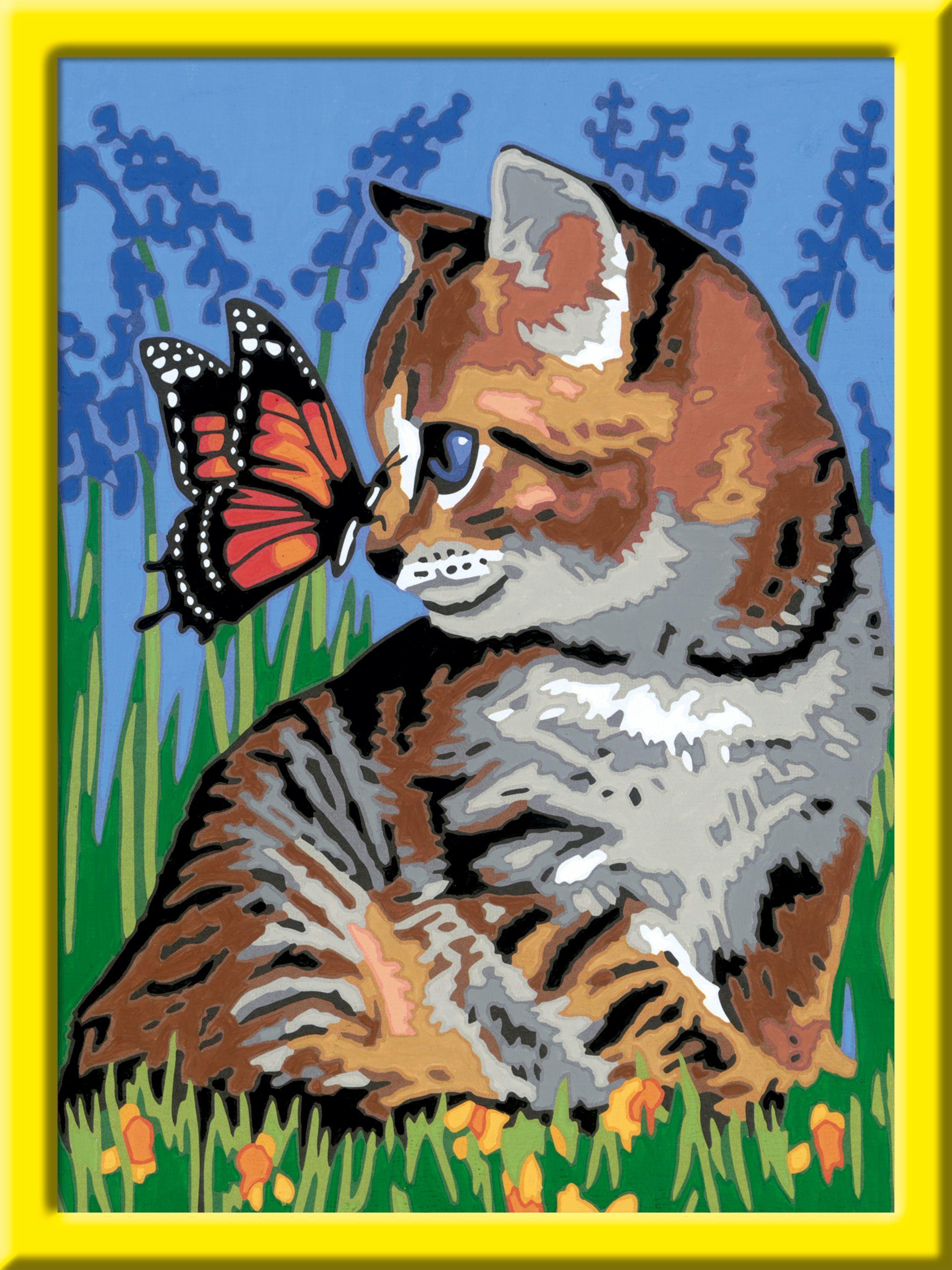 Mal-Set MALEN NACH ZAHLEN SERIE D – KATZE MIT SCHMETTERLING 18-teilig