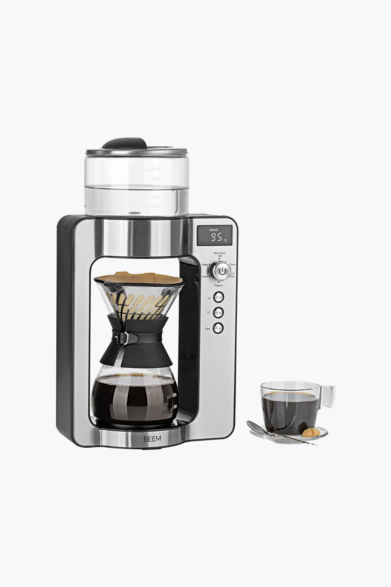 BEEM Kaffeemaschine Pour Over mit Kaffeewaage 1500W Edelstahl/schwarz
