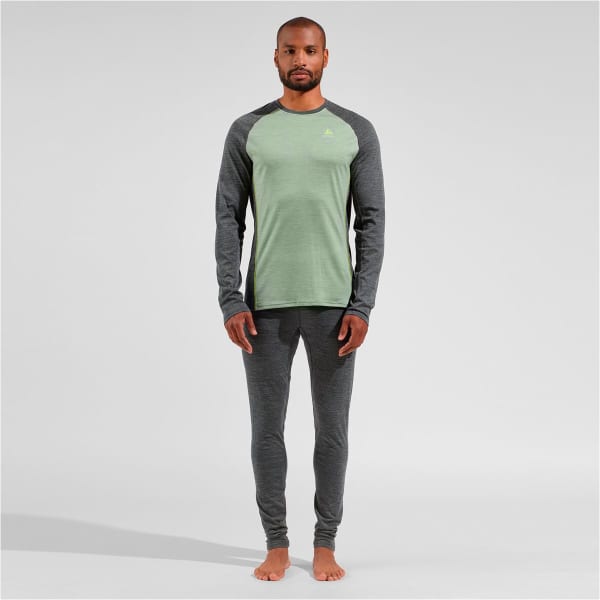 T-shirt thermique ODLO NATURAL PERFORMANCE PW 150 BL TOP CREW NECK L/S MATTE GREEN/DARK GREY MELANGE