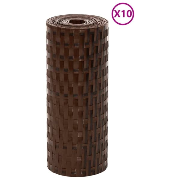 vidaXL Balkongskjerm 10 stk brun og svart 255x19 cm polyrotting