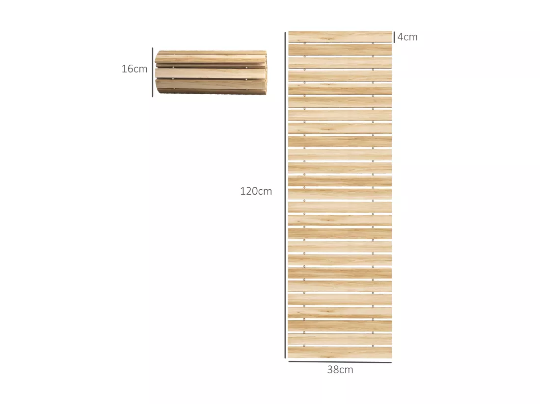 Allée chemin de jardin enroulable en lattes de bois dim. 120L x 38l cm sapin pré-huilé