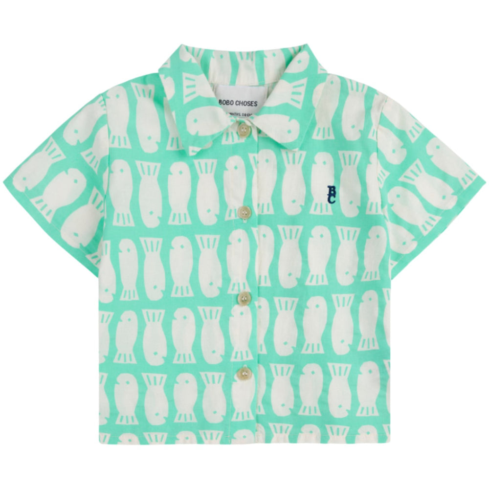 Køb Bobo Choses Lys Green Lucky Fish All Over Woven Skjorte