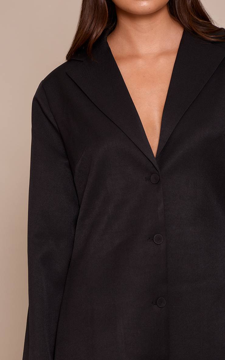 Noir Robe Blazer Dos Nu À Col Drapé En Tissu Tissé