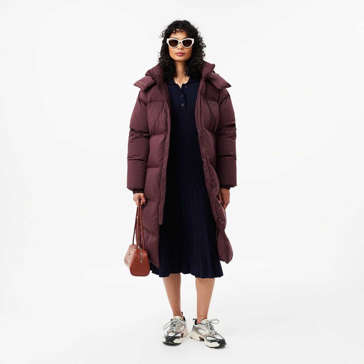 LACOSTE<br>Vestido midi, gola de camisa