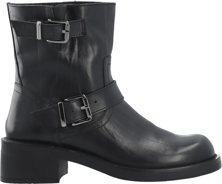 Bianco BIAHARPER Mid Calf Biker Boot Pull Up Leather Black
