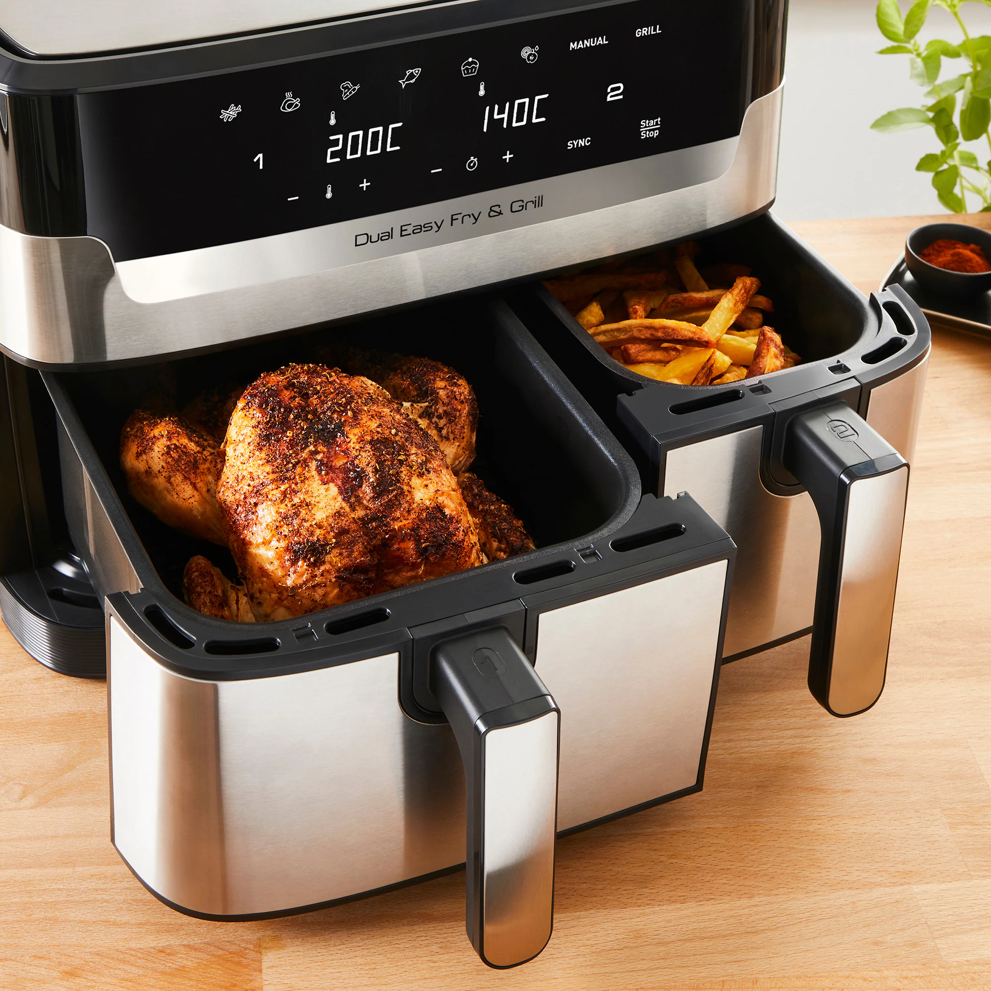 Tefal Heißluftfritteuse Doppel-Heißluftfritteuse Dual Easy Fry & Grill