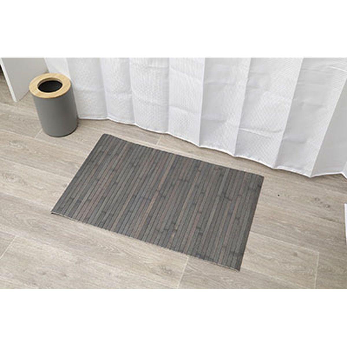 TAPIS BAMBOU ANTI DERAPANT 50X80CM GRIS MAT