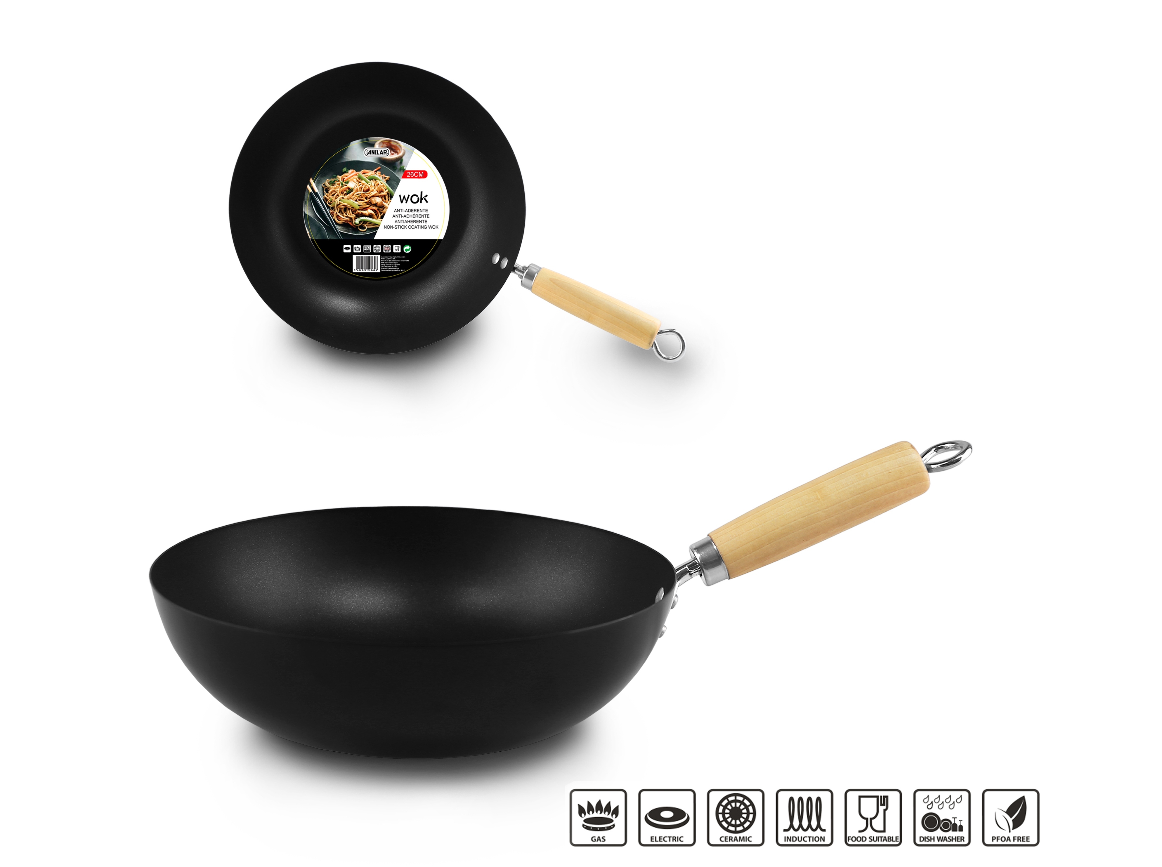 WOK ANILAR APTA INDUÇÃO 26CM
