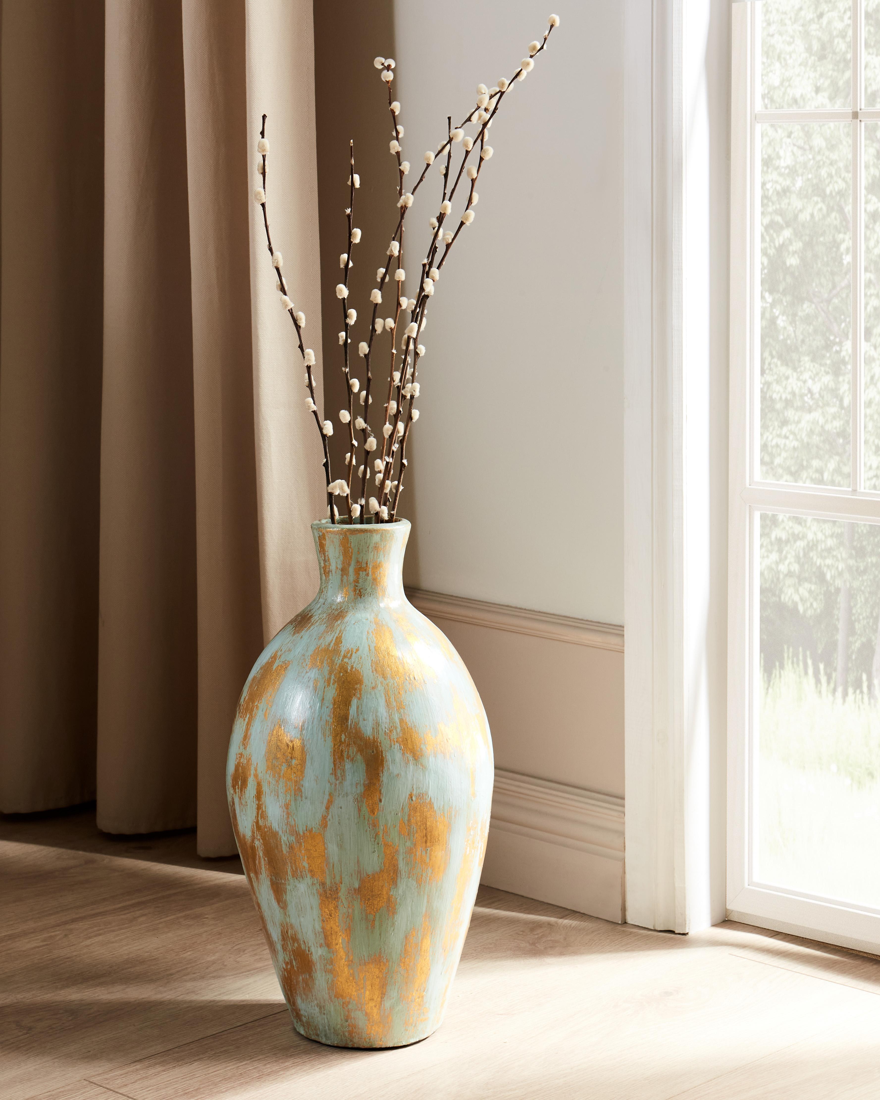 Decoratieve vaas DIKAJA Keramiek 45 cm Blauw