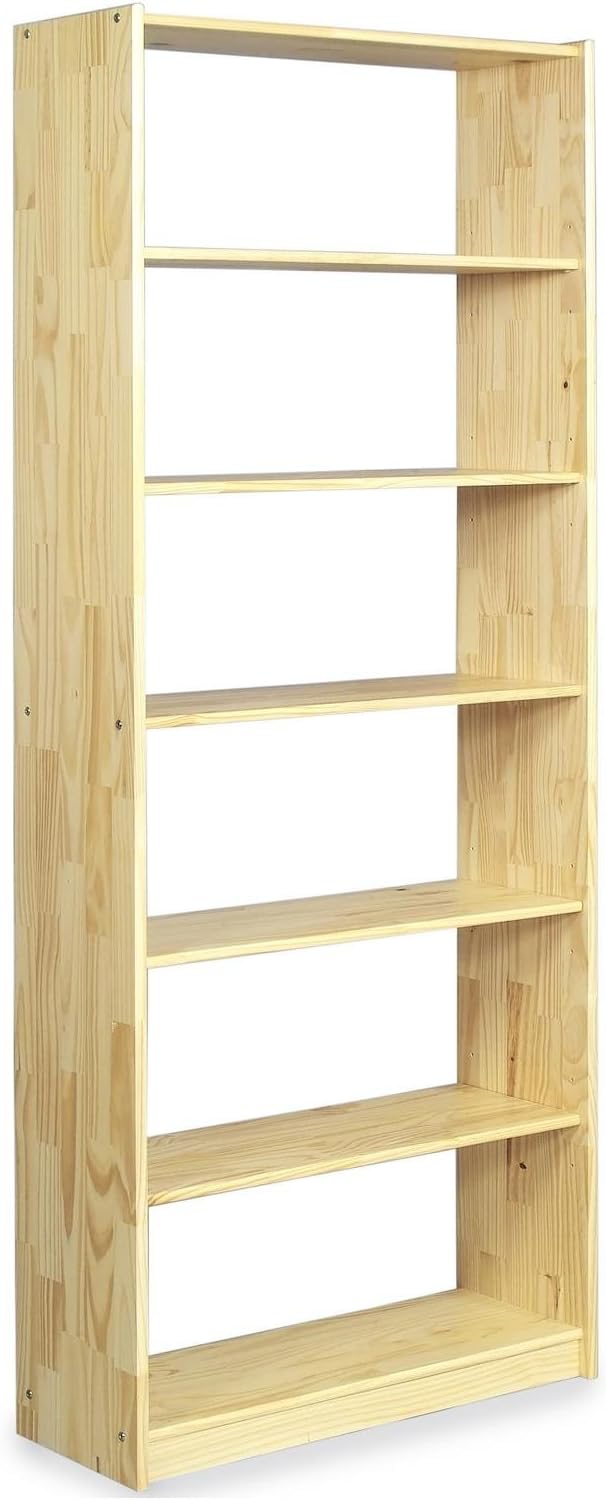 IDIMEX Standregal mit 7 Böden, praktisches Bücherregal aus massiver Kiefer in Natur, Schlichtes Büroregal aus Massivholz