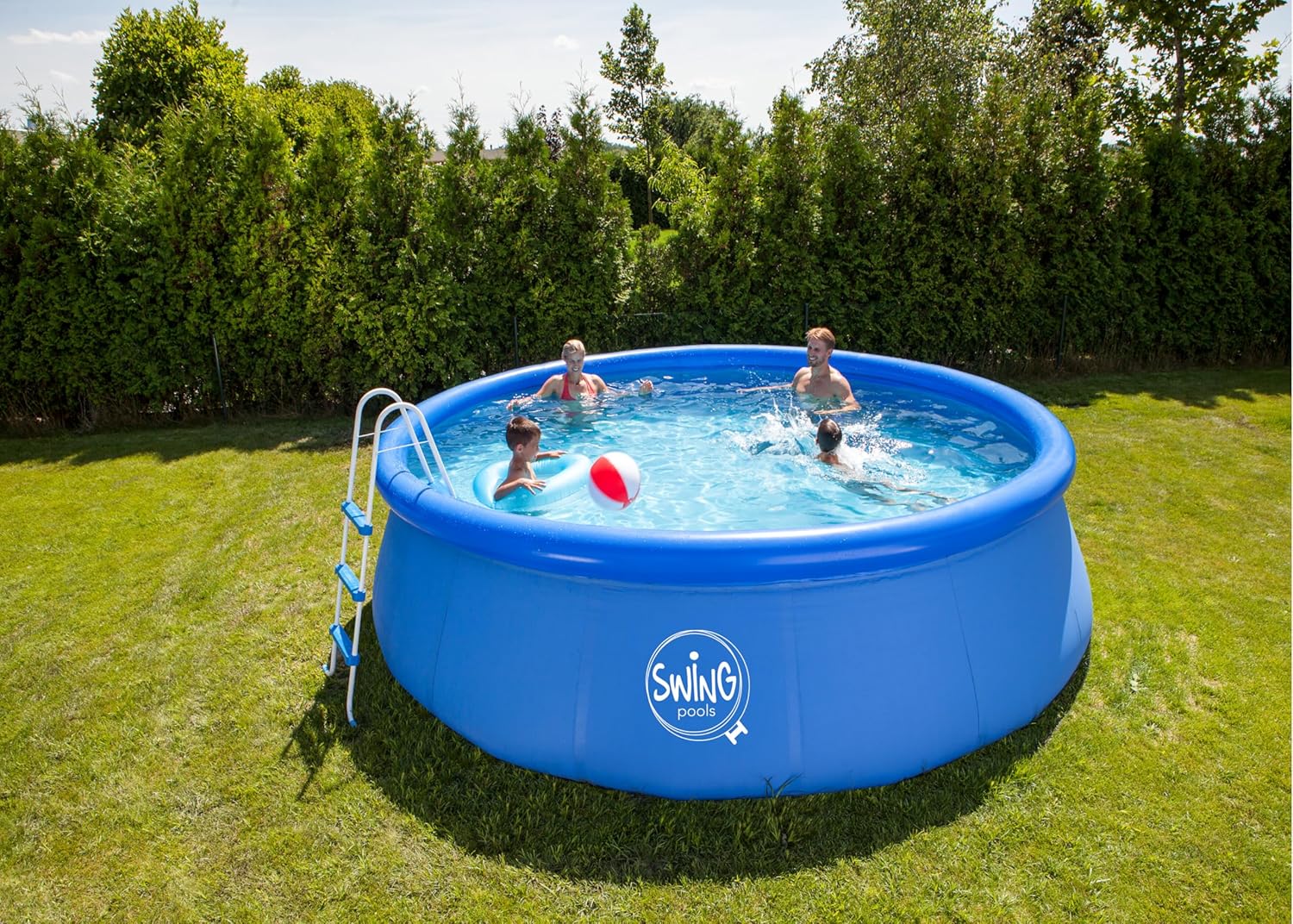 HAF® Swing Quick Up Pool in blau mit den Maßen 457 x 122 cm | ca. 14.100 Liter Wasserkapazität | Selbstaufbauender & selbst tragender Swimming Pool | Gartenpool/Aufstellpool ohne Filterpumpe