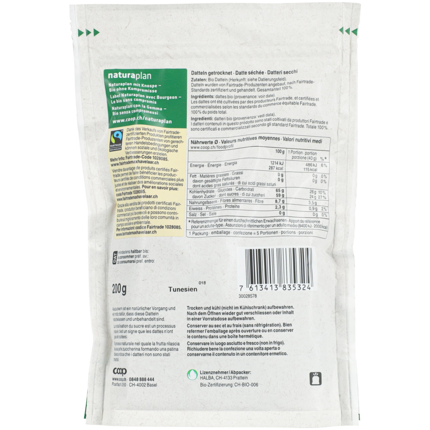 Naturaplan Bio Fairtrade Datteln -