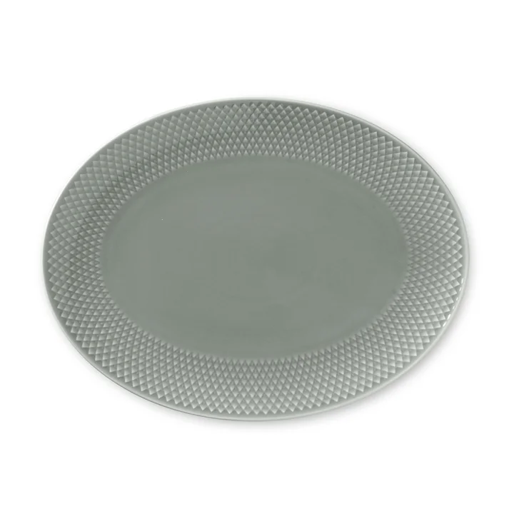 Lyngby Porcelæn - Rhombe Earth Servierplatte oval 26,5 x 35 cm, marble