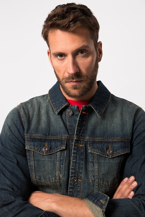 JP 1880 Jeansjacke, Brusttaschen, Knopfleiste, bis 8 XL