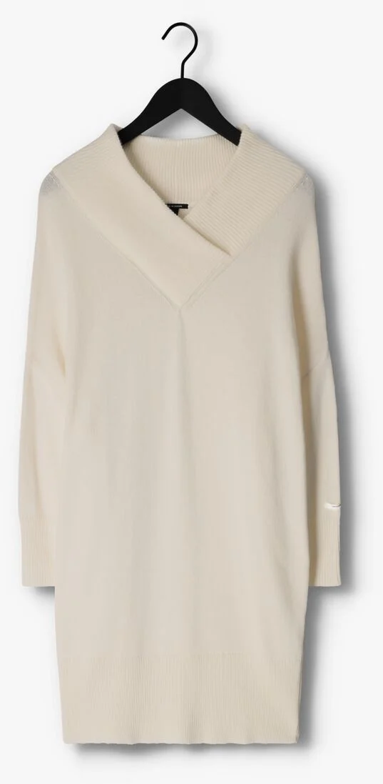 10DAYS witte 10days midi jurk soft knit v-neck dress