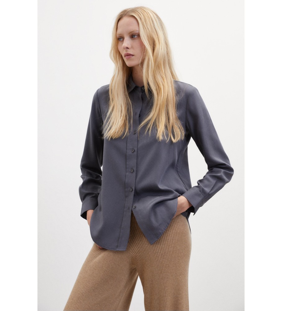 Camisa ECOALF Trima, cinza azulado