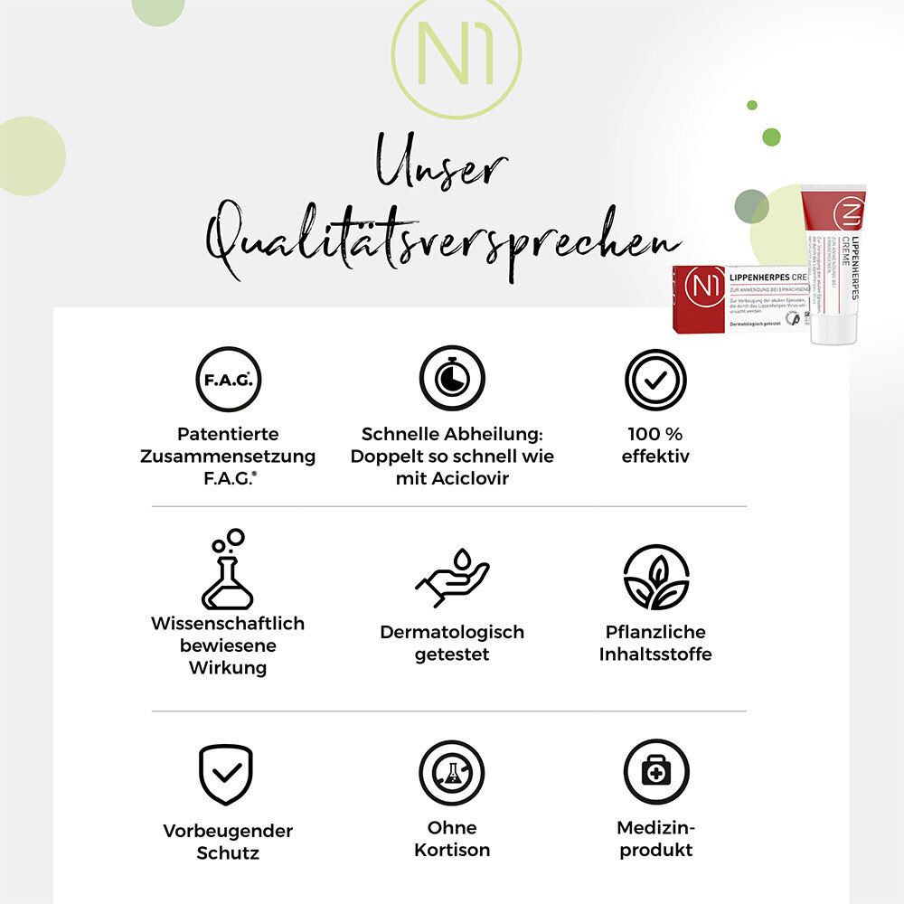 N1 Herpes Creme mit Soforteffekt . Innovativer Fettsäurenkomplex