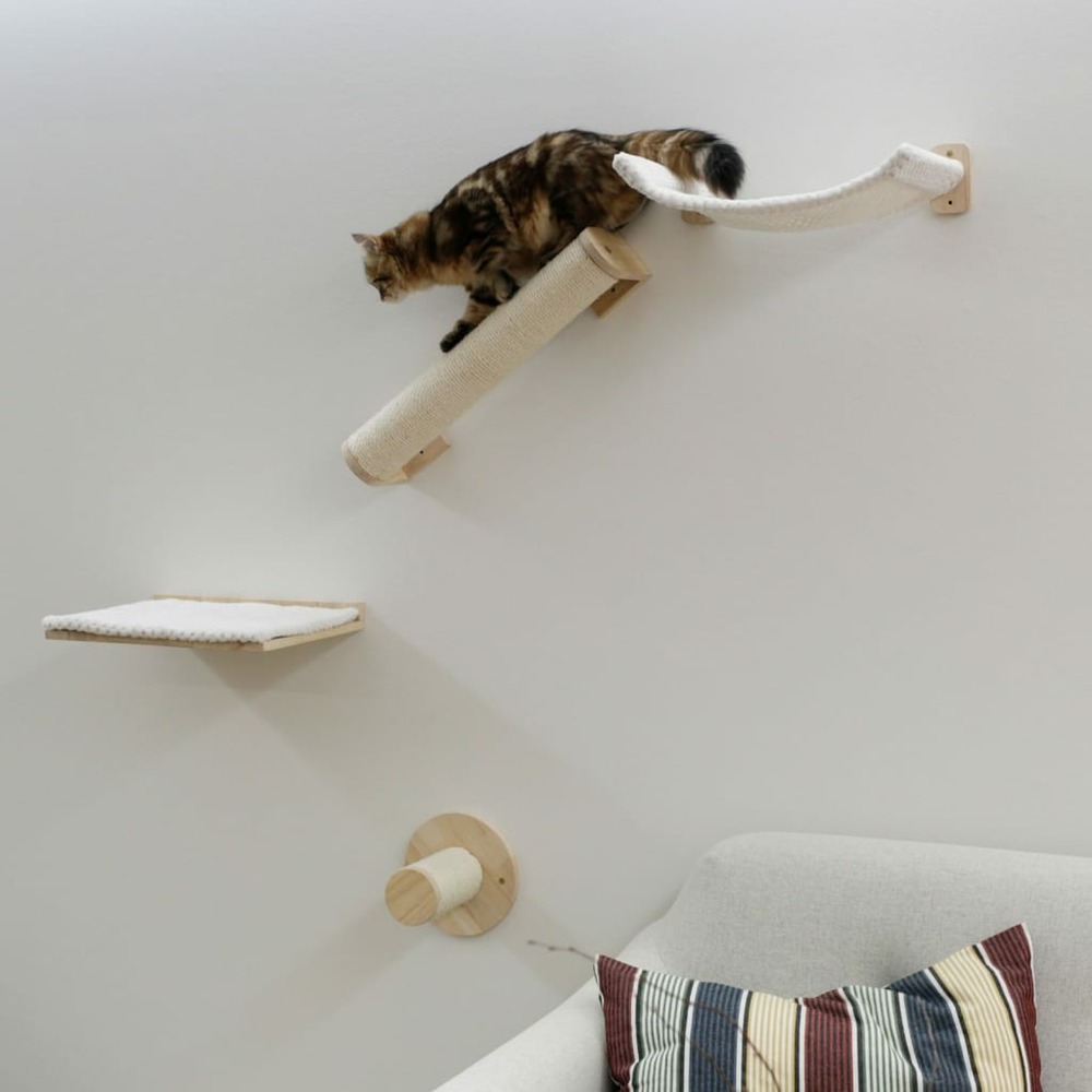 Mur d'escalade pour chats alps 52x14x33 cm naturel et blanc