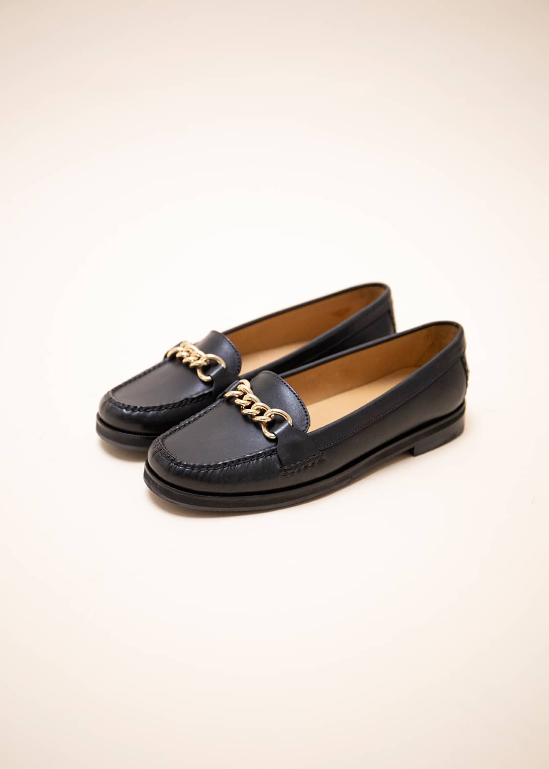 MOCASSIN BB CHAIN CUIR NOIR