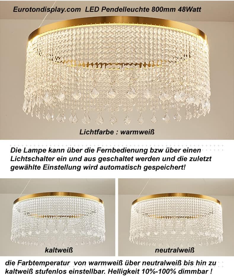 LED Pendelleuchte Deckenleuchte 2022 Mit Fernbedienung - Lichtfarbe/Helligkeit Einstellbar Dimmbar A+ Wohnzimmerleuchte (2021 300x800)