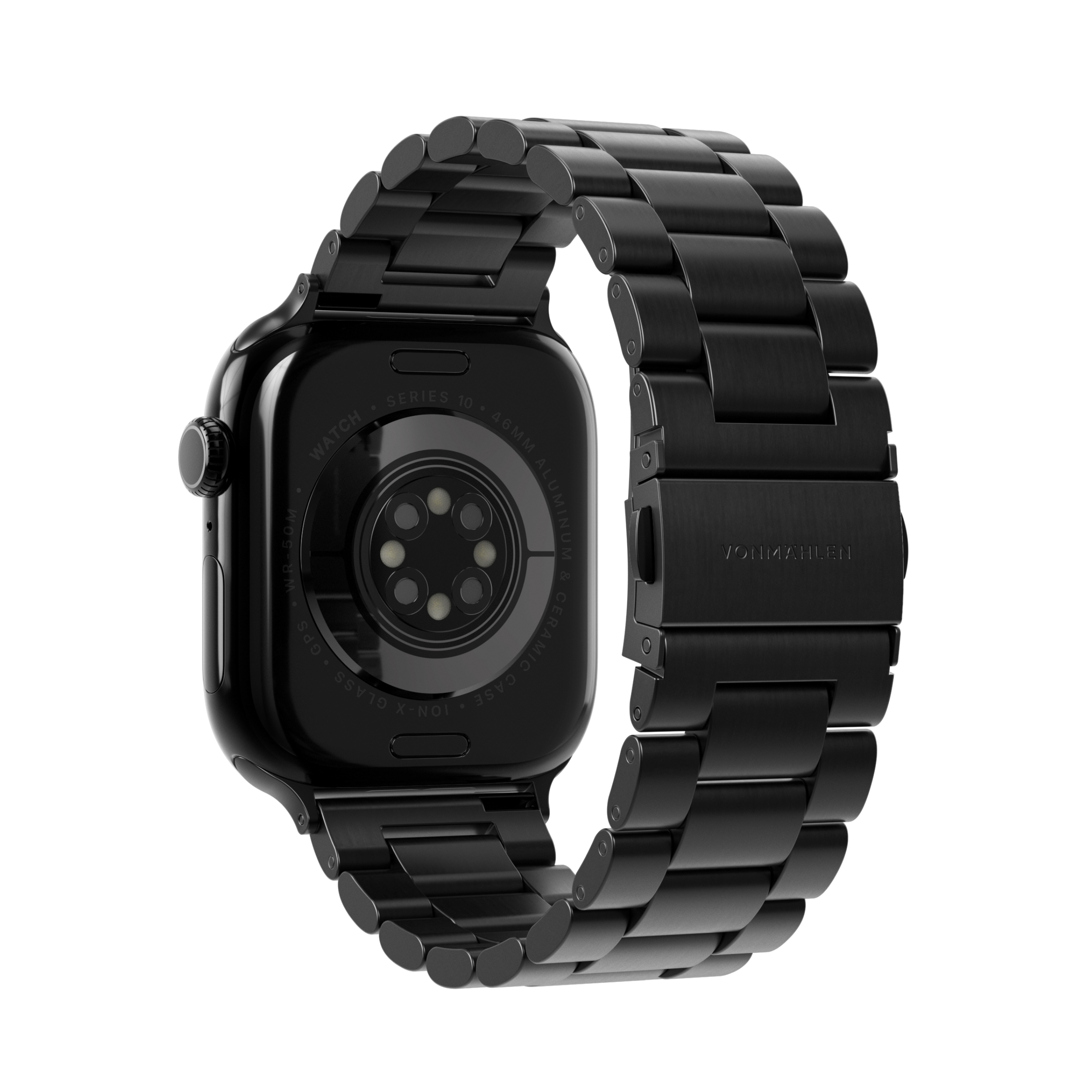Link Bracelet 2 Apple Watch (42/41/40/38 mm) Edelstahl Gliederarmband mit Faltschliesse (AWS00199) - Schwarz