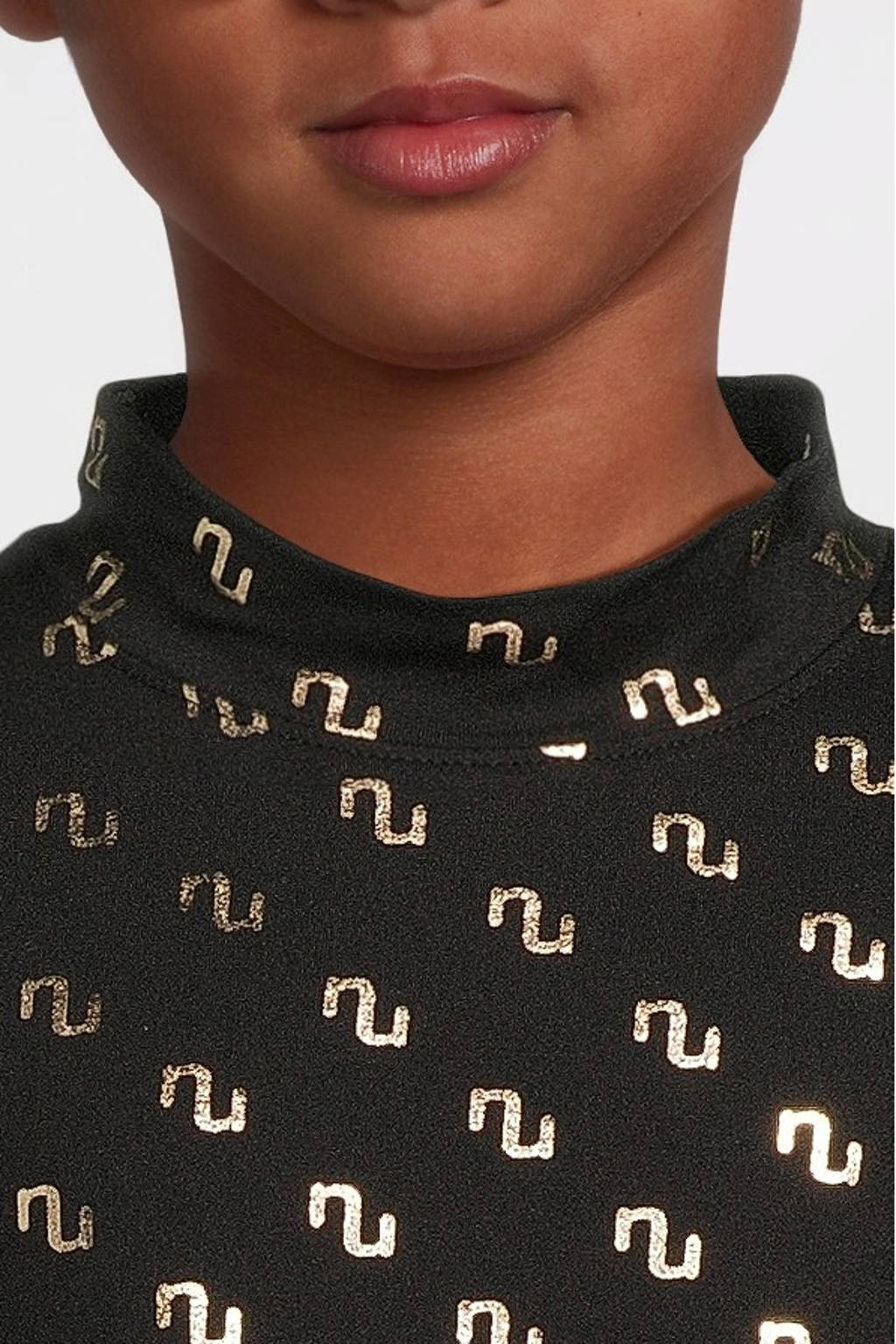 NAME IT longsleeve NKFNIKANEL met all over print zwart/goud
