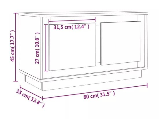 Meuble TV chêne sonoma 80x35x45 cm bois d'ingénierie
