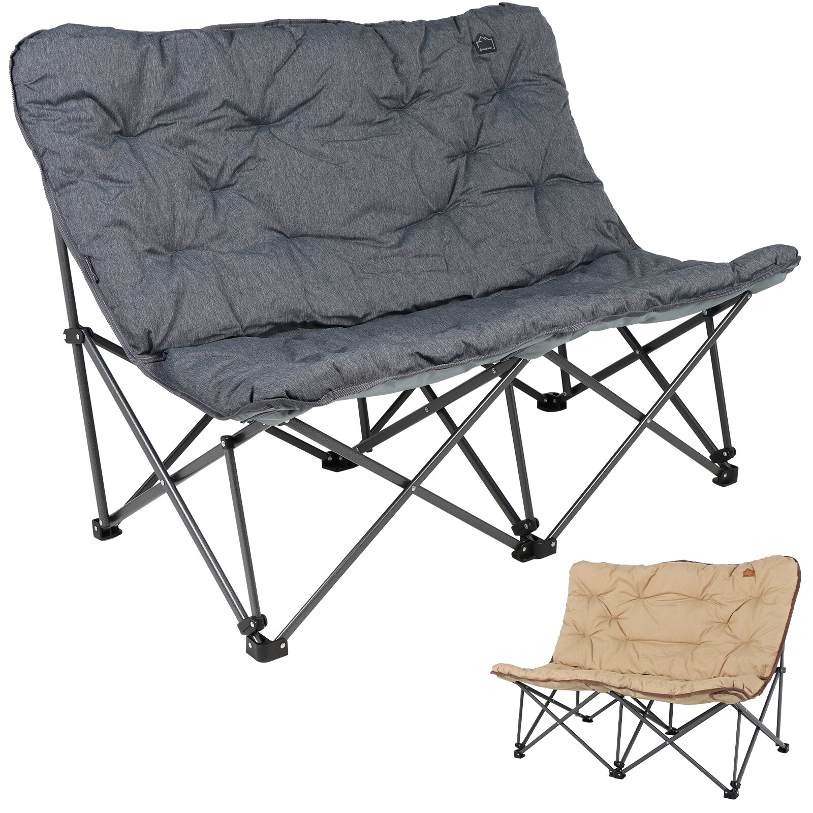 KINGCAMP Camping Sofa Lindon Relax Doppel Lounge Stuhl 2Personen Faltstuhl Couch Farbe: beige