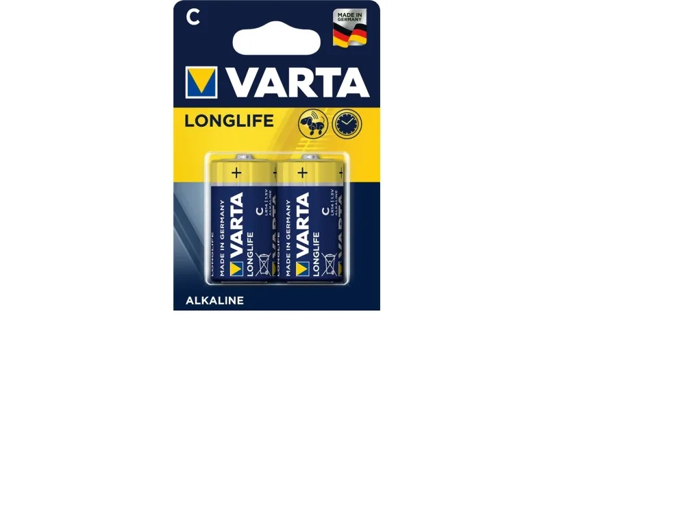 Varta LONGLIFE C Bli 2 C-batteri R14 alkalisk-mangan 7600 mAh 1,5 V 2 stk