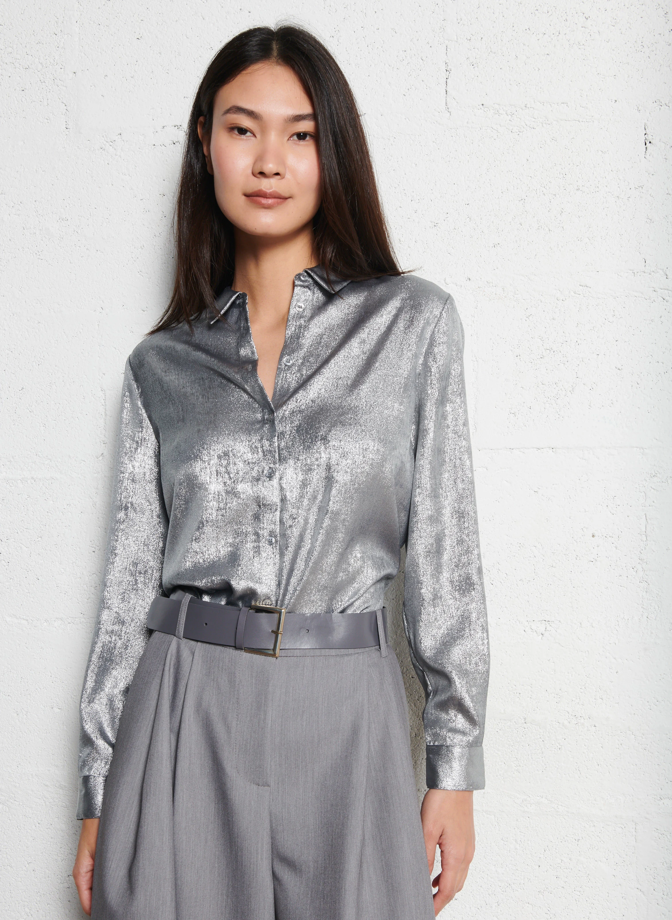 COLETTE - Chemise droite métallisée| Argent