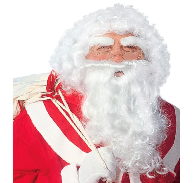 julemandssæt (paryk, skæg, overskæg)