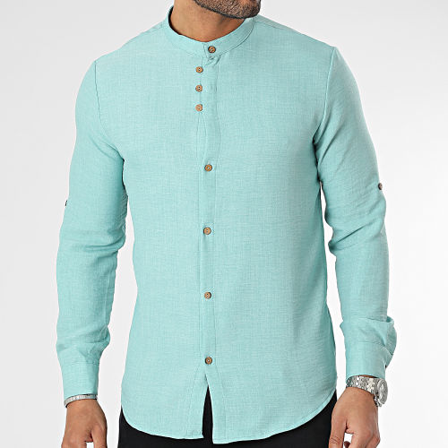 Chemise Manches Longues Vert Chiné