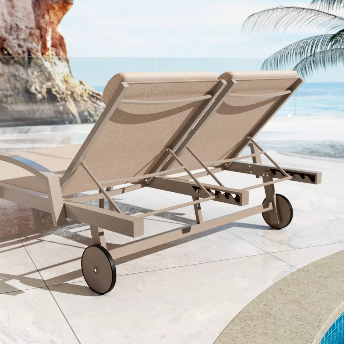 Transat double en aluminium Pirae Taupe