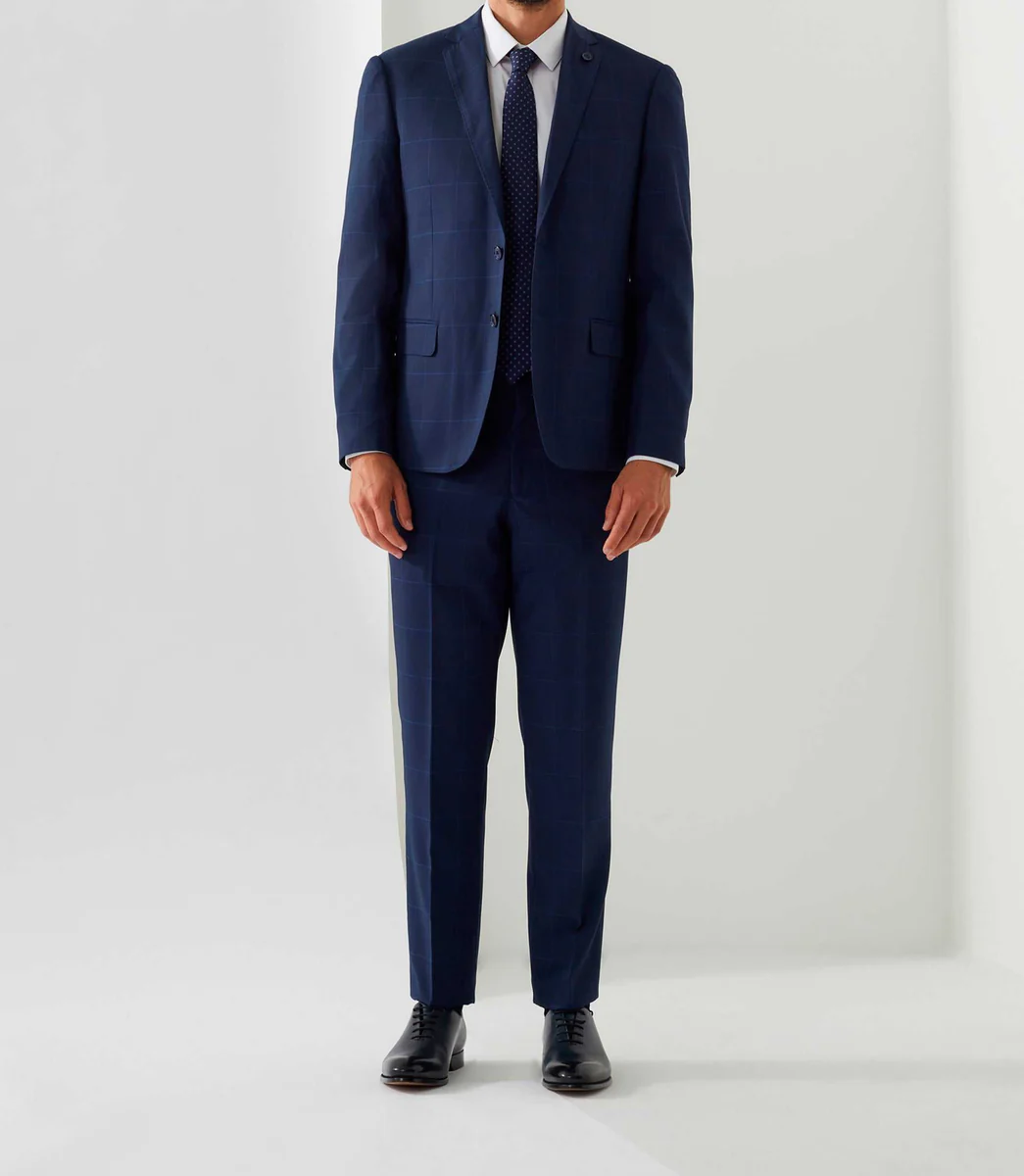 Costume à carreaux bleu 