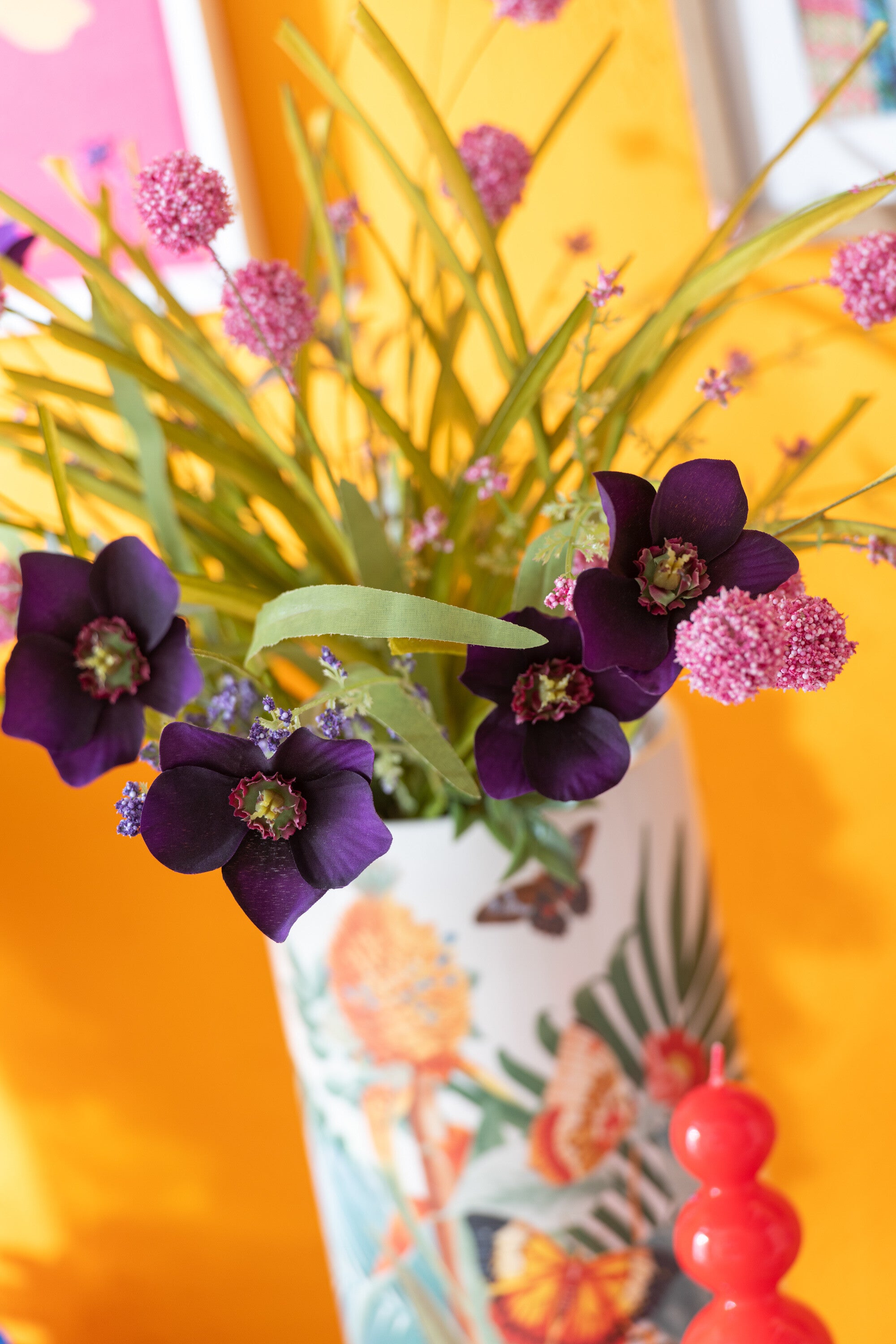 J-Line decoratie tak Paars Heelkruid - kunststof - roze|paars