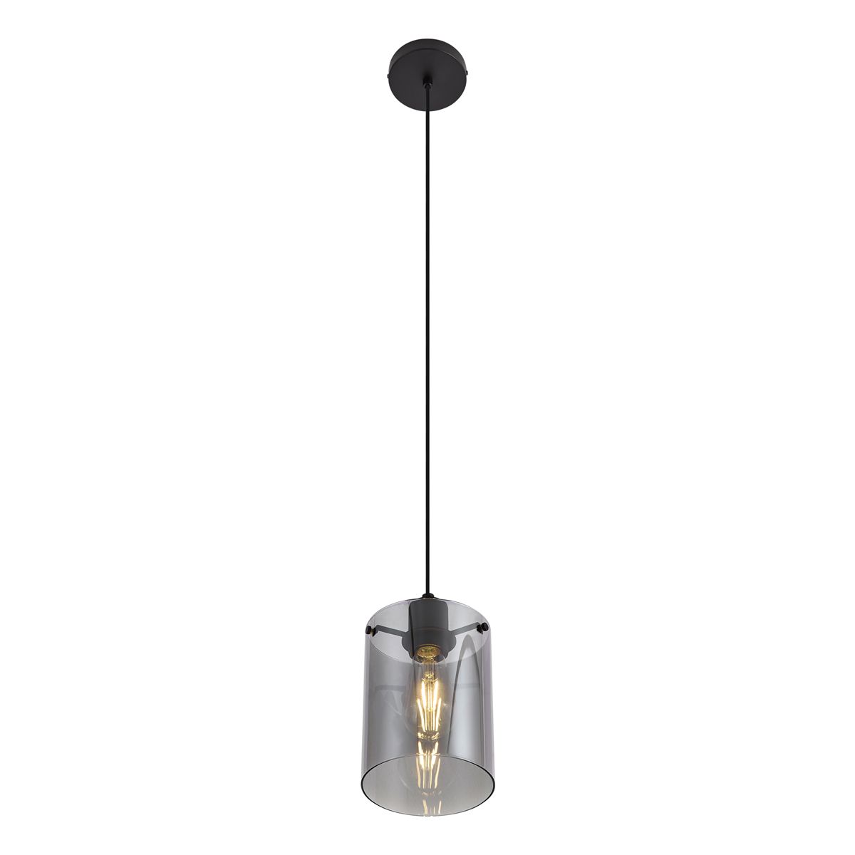 Design hanglamp zwart met smoke glas - Domo