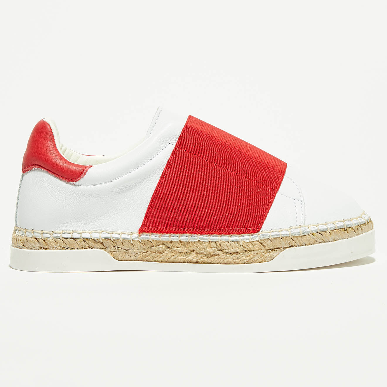 Canal Saint Martin Baskets espadrilles en Cuir Lancry Hybride blanc/rouge