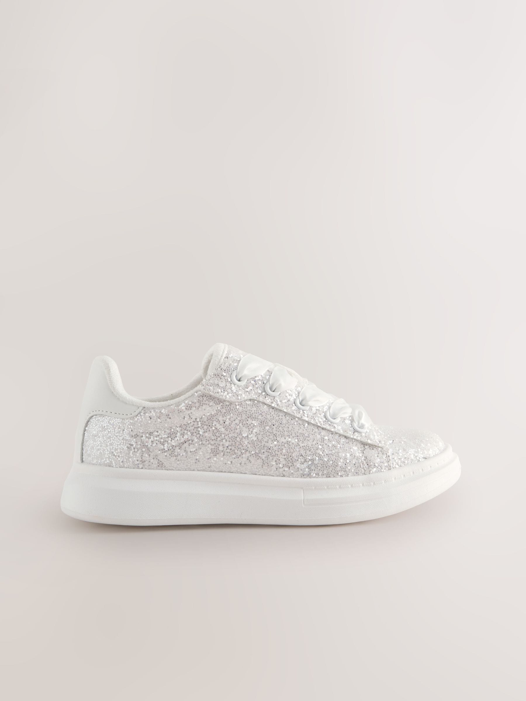 Wit en glinsterend - Sneakers met veters