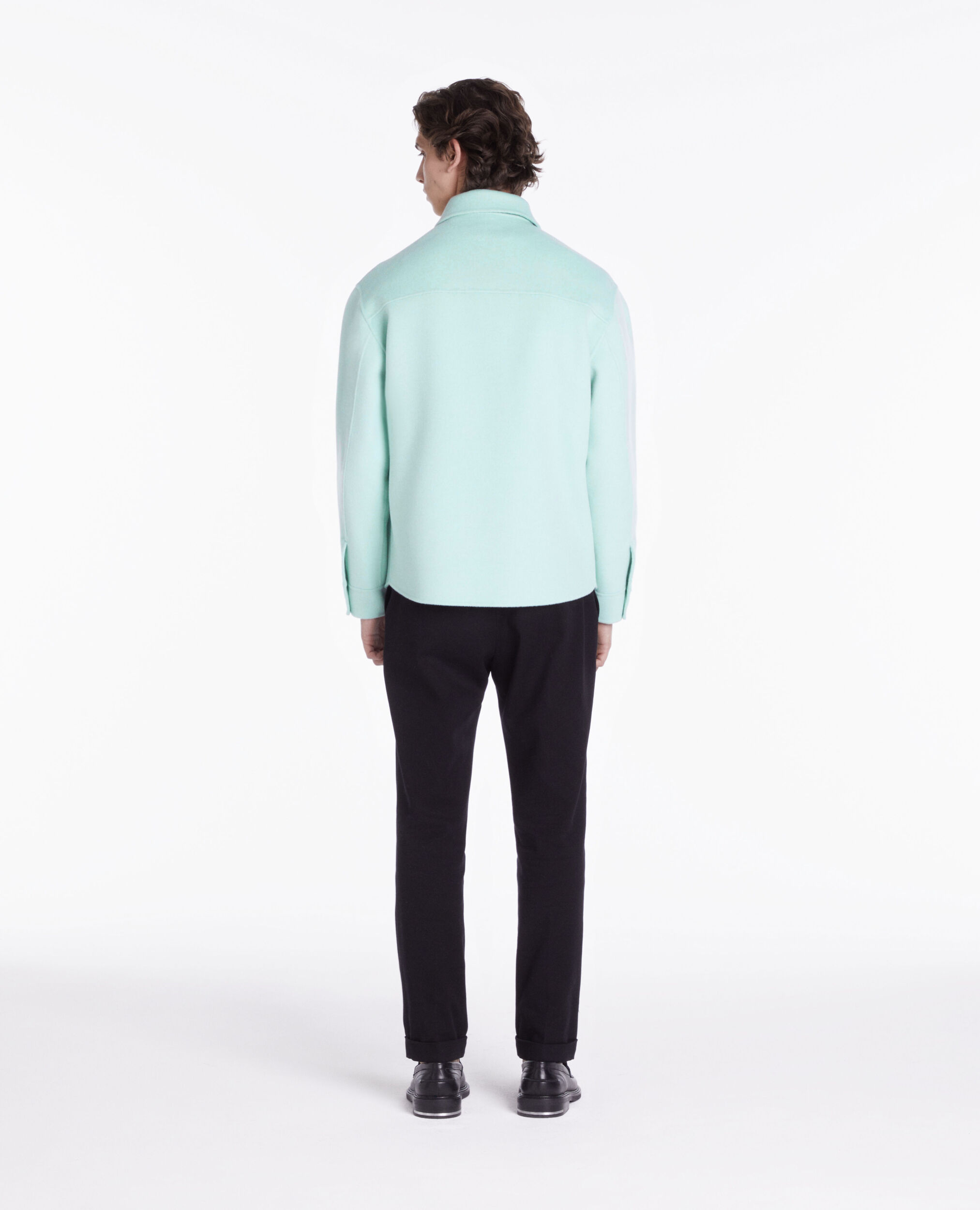 Blouson type surchemise vert en laine