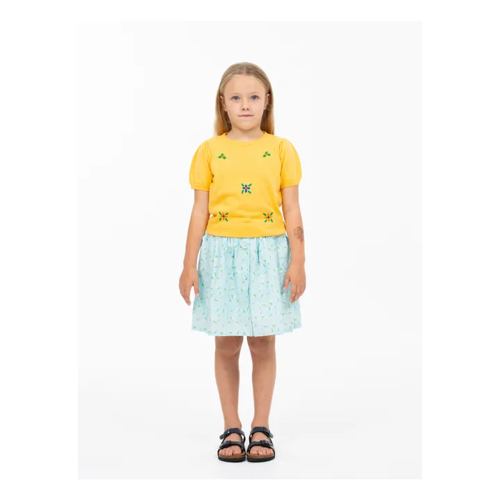 Wander & Wonder Pull Manches Courtes Pointelle Coton Bio | Jaune moutarde