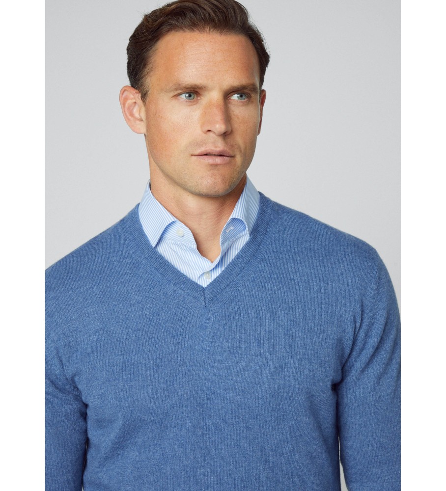 Hackett Jersey Merino Cash Mix V azul