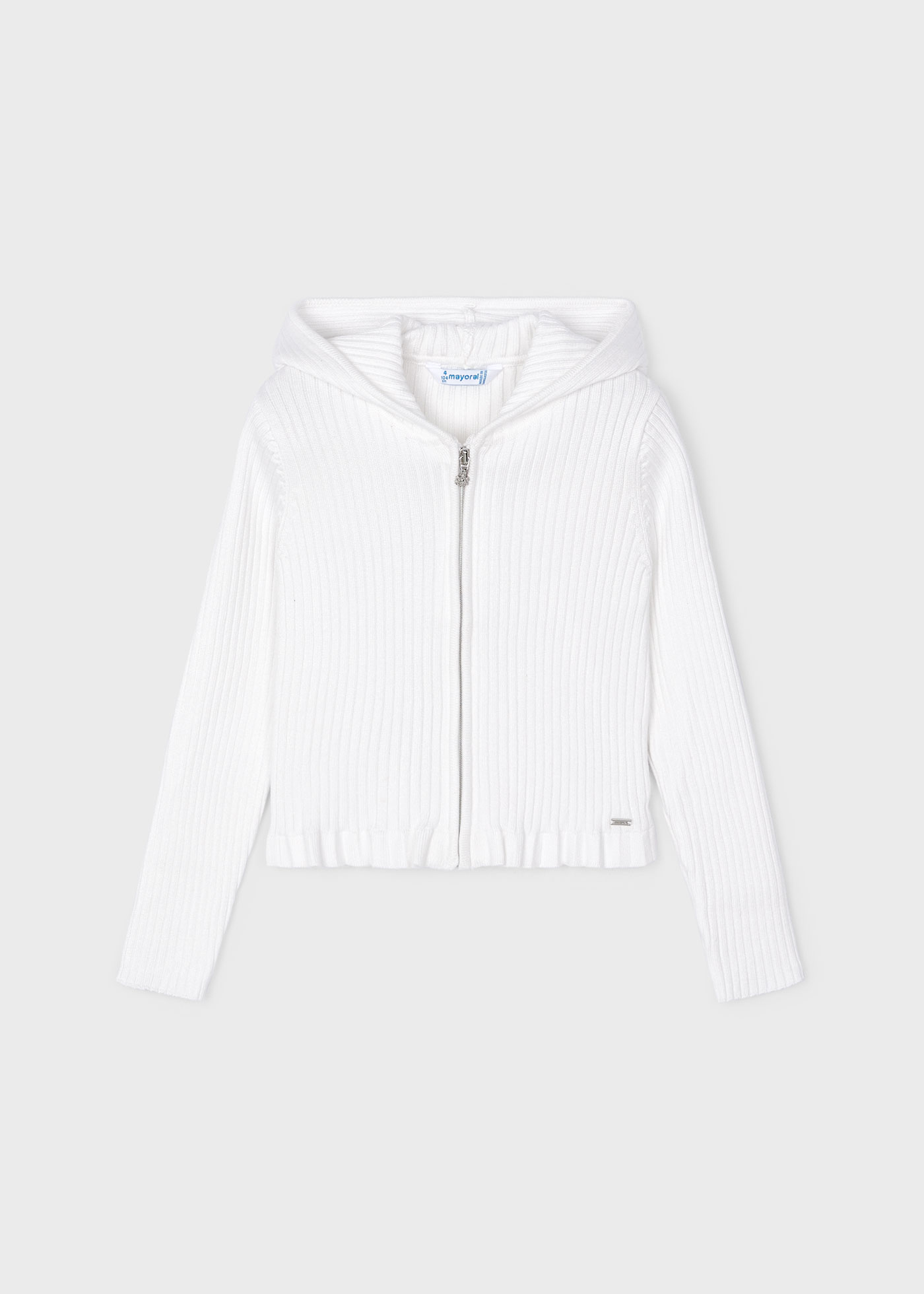 Cardigã canelado de viscose LENZING™ ECOVERO™ para meninas, branco