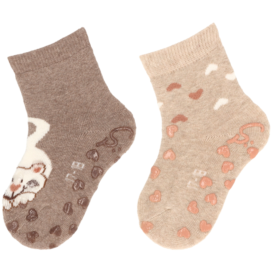 Sterntaler ABS-Krabbelsocken DP Katze braun mel.