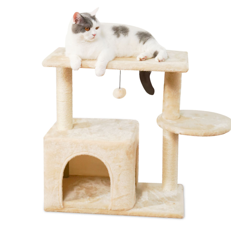 Arranhador para gatos WUAPU 7x1 cinza 55x55x168