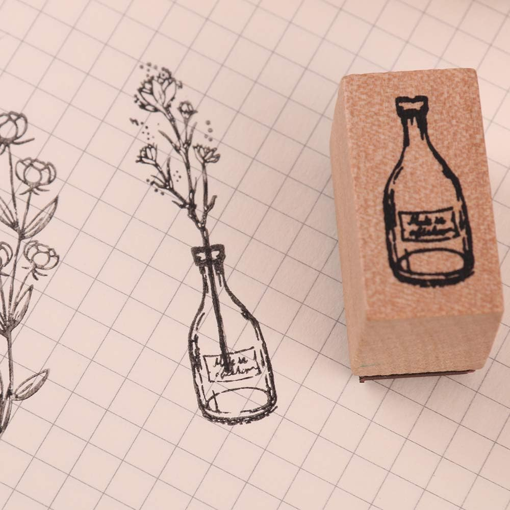 (8er Set) Holz Stempel DIY Glückwunschkarten / Einladungskarten / Brief Dekoration Vintage Blumen Stempel