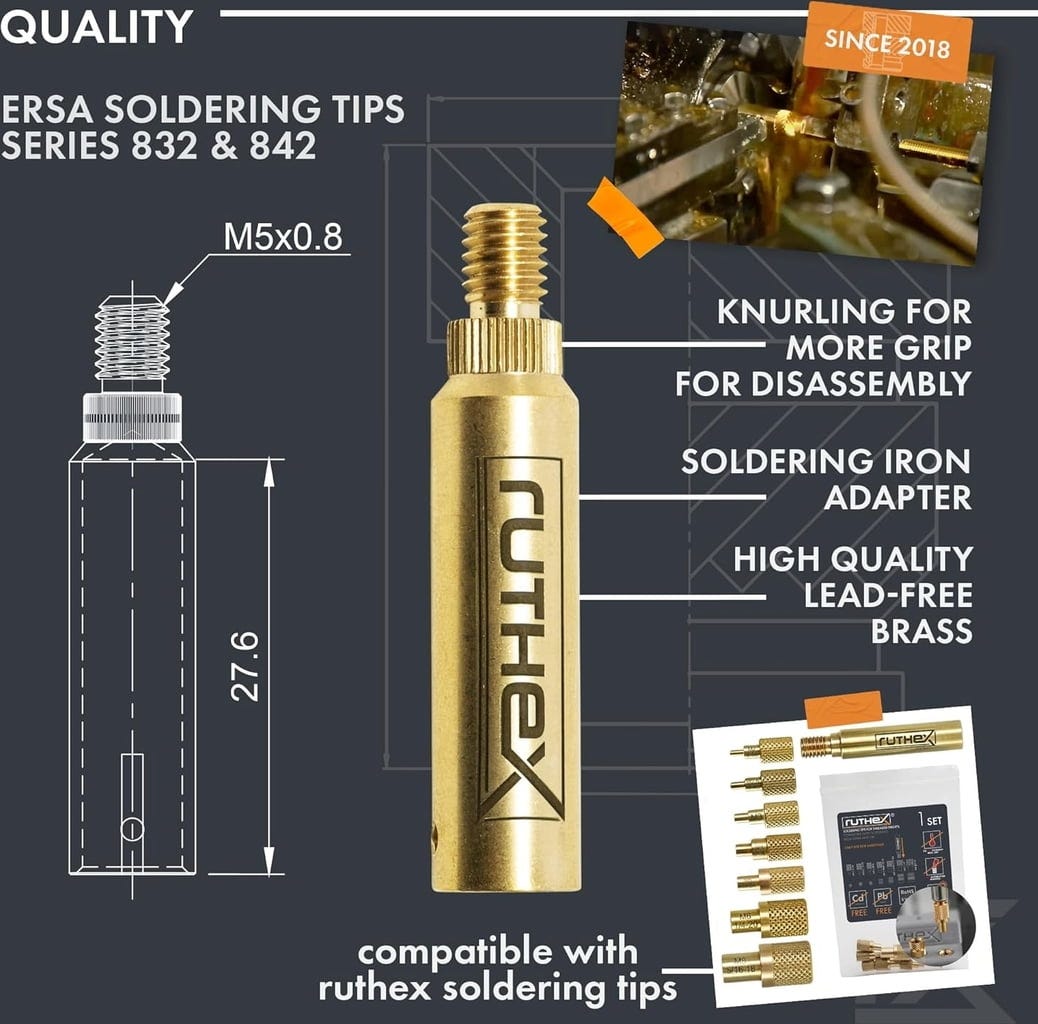 ruthex  2x Lötspitzen Adapter für ERSA Serie 832, 842 & 102    Adapter für ERSA Lötkolben