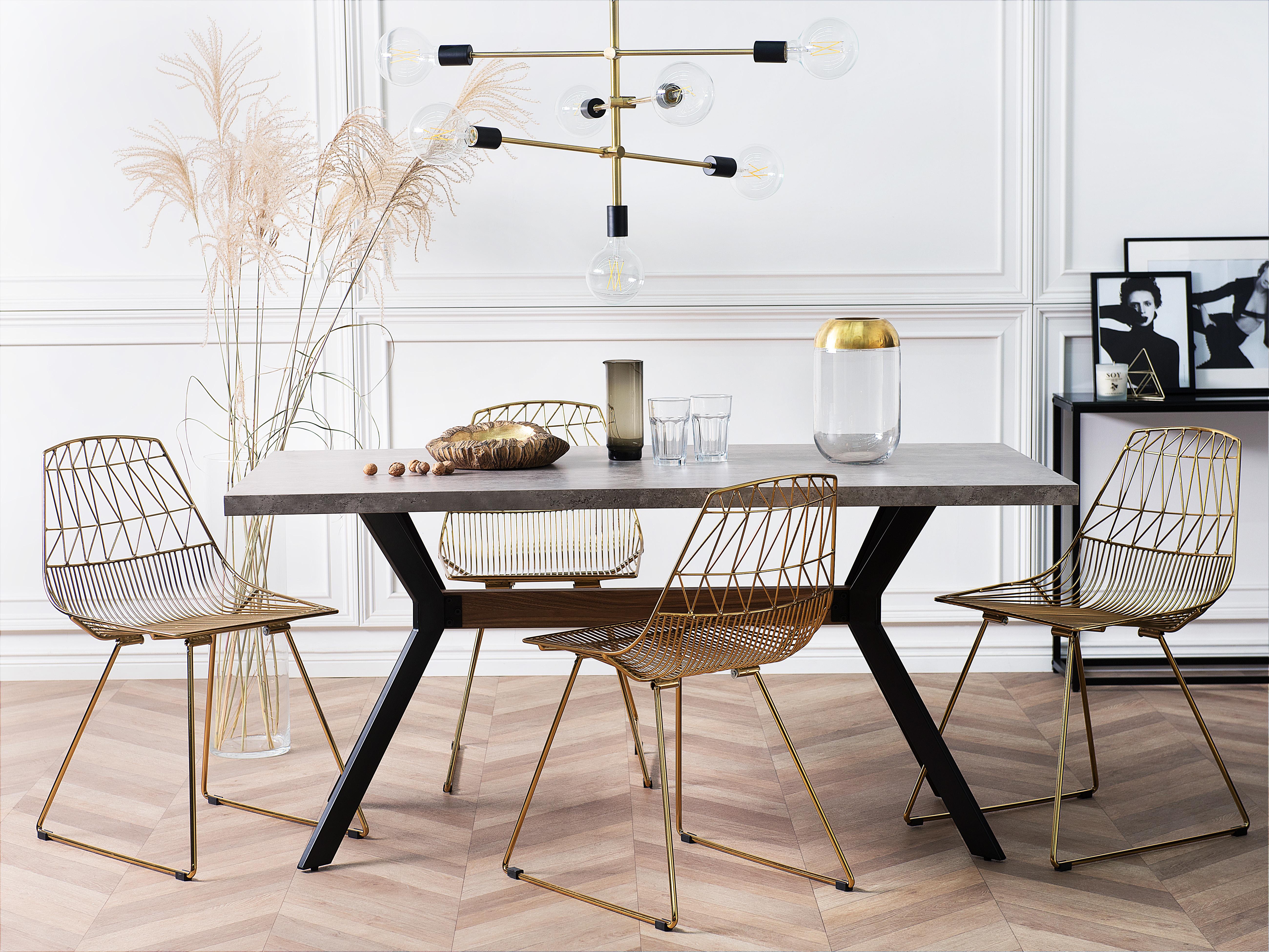 Eettafel BENSON Grijs beton-effect 90 cm 160 cm