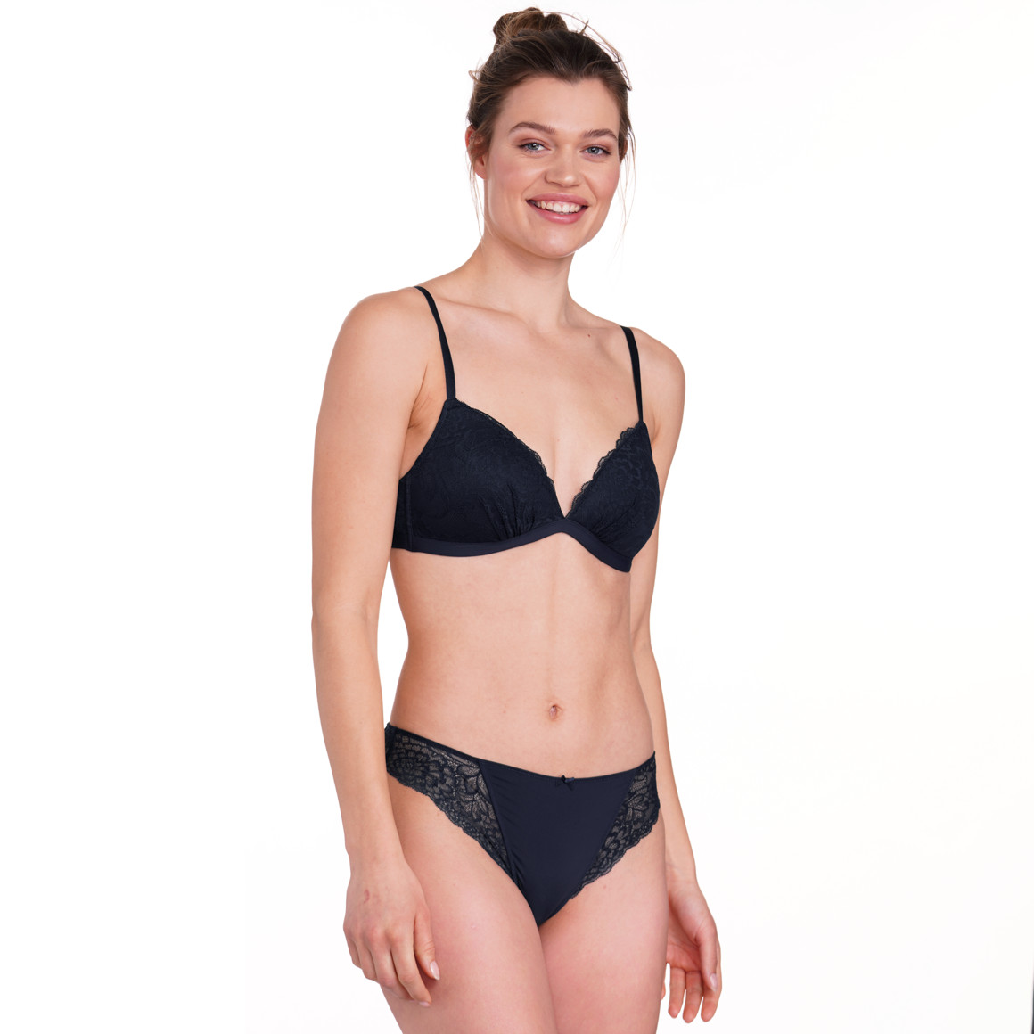 Damen Slip mit Spitze dunkelblau